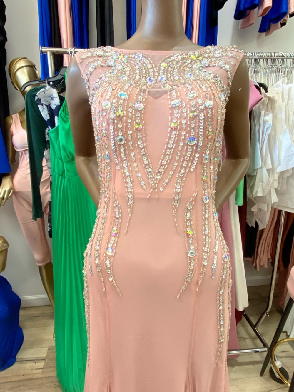 Embellished Blush Pink Evening Dress